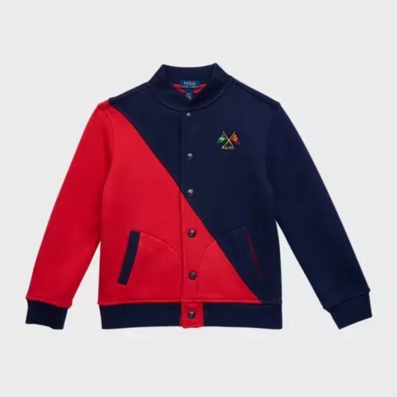 Polo Ralph Lauren Nautical-Flag Fleece Baseball Jacket Size 7 $135 - Picture 1 of 5